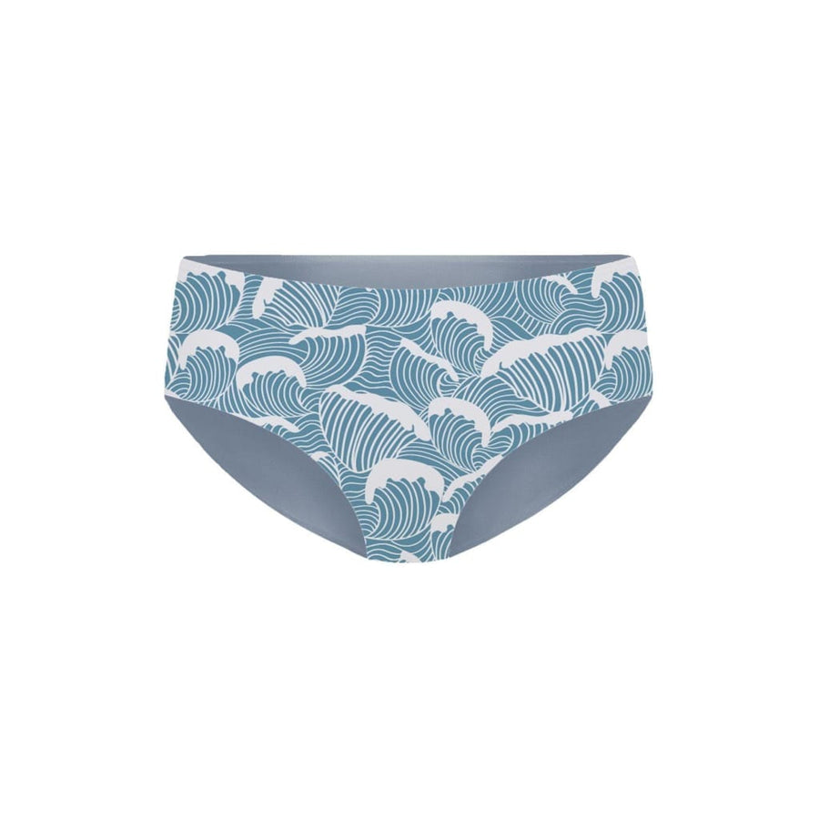 boochen sustainable surf bikini bottom Amami style in Ocean Waves print