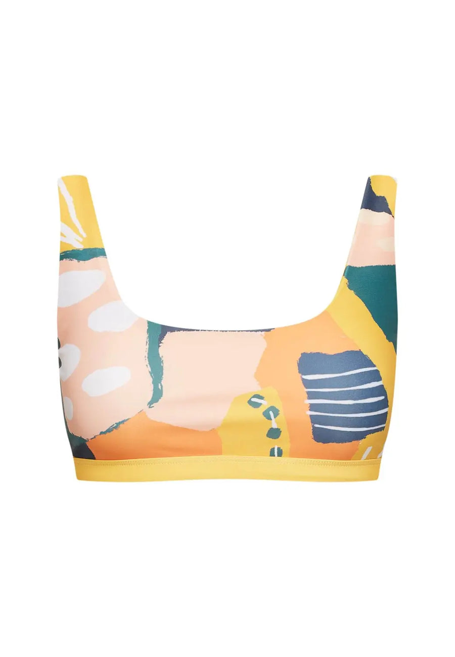 Caparica Top Reversible in Painting / Dolphin Print - bikini