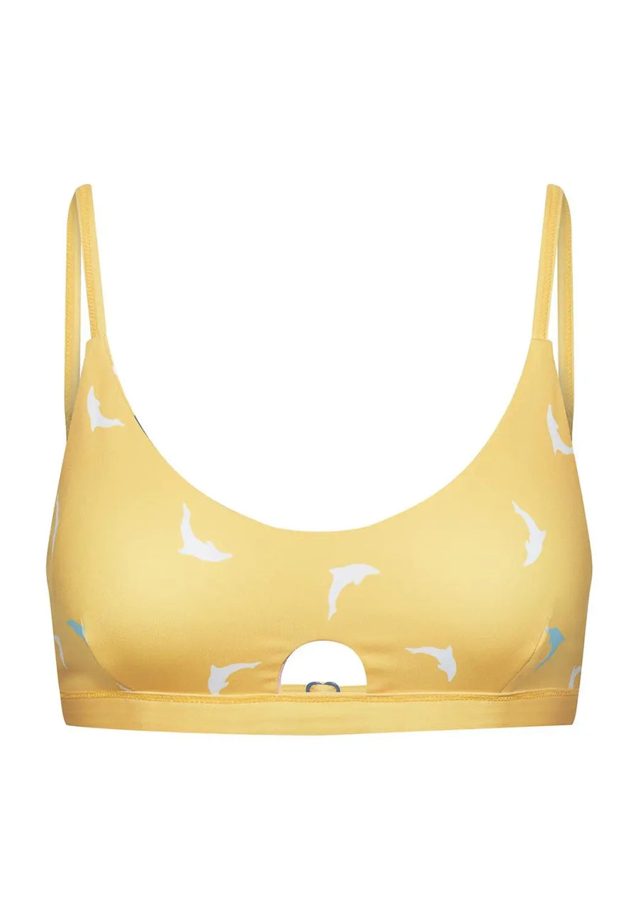 Diani Bikini Top Reversible in Painting Print / Little Dolphin - boochen eco-conscious surfwear