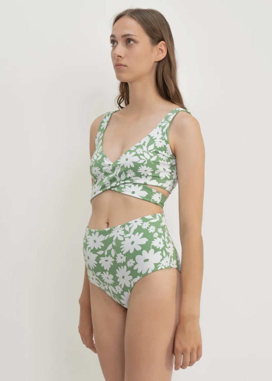 Noja Bottom in Green Moonflower / Mint - bikini bottom