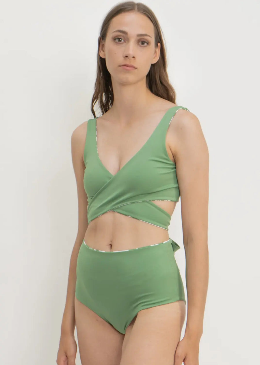 Noja Bottom in Green Moonflower / Mint - bikini bottom