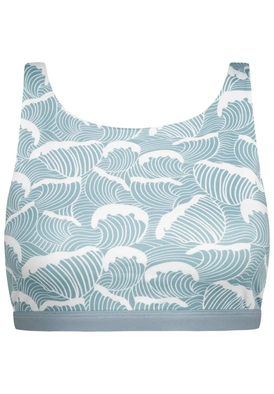 Sports bra Meco in Ocean Waves Print - boochen eco-conscious surfwear