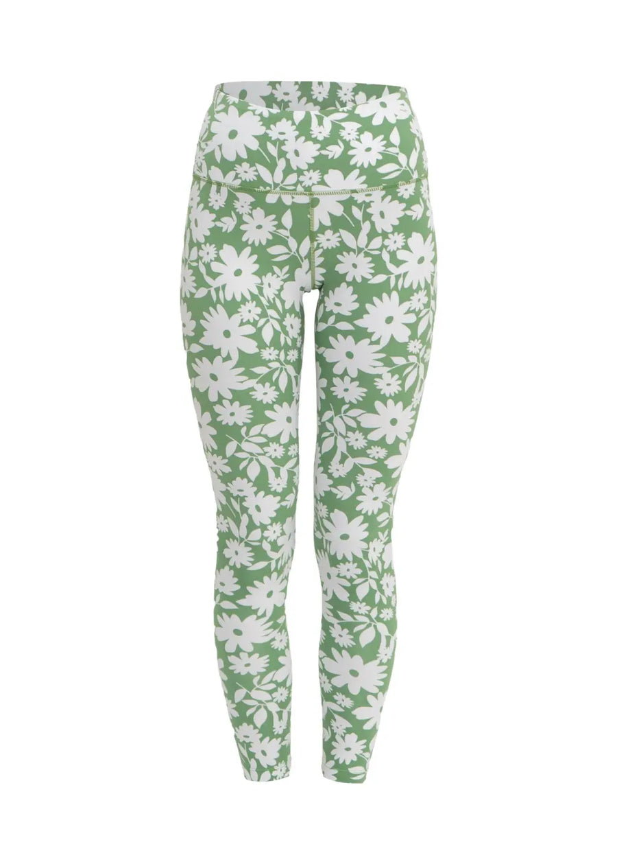 Surf & Yoga Leggings in Green Moonflower - Leggings