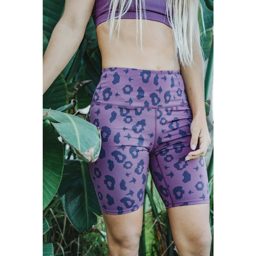 Bike Shorts in Lila Leopard - Leggings