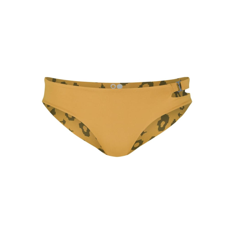 boochen sustainable bikini bottom caparica in yellow leopard Reversible bikini, surf bikini, eco-friendly swimwear, nachhaltige bademode, bikini unterteil