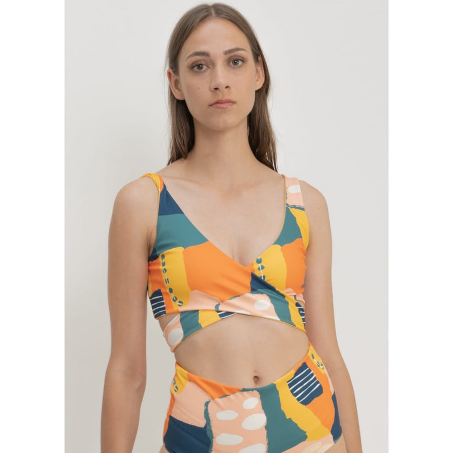 Noja Top in Painting Print / Dolphin - bikini top